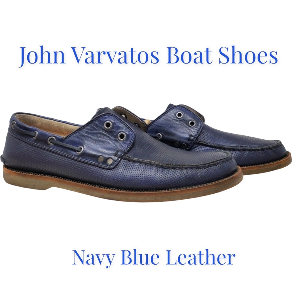 John Varvatos Boat Shoes US 9.5 Navy Blue Leather